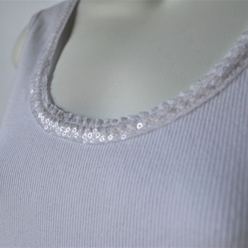 Soft Surroundings Sequined White Basic Tank Top - image 4